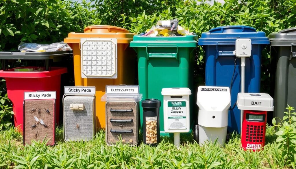 Fly traps for outdoor bins