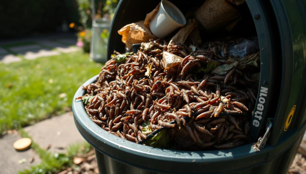 Maggots in wheelie bin