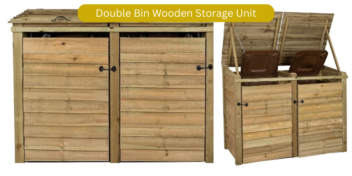 double bin storage unit in wood