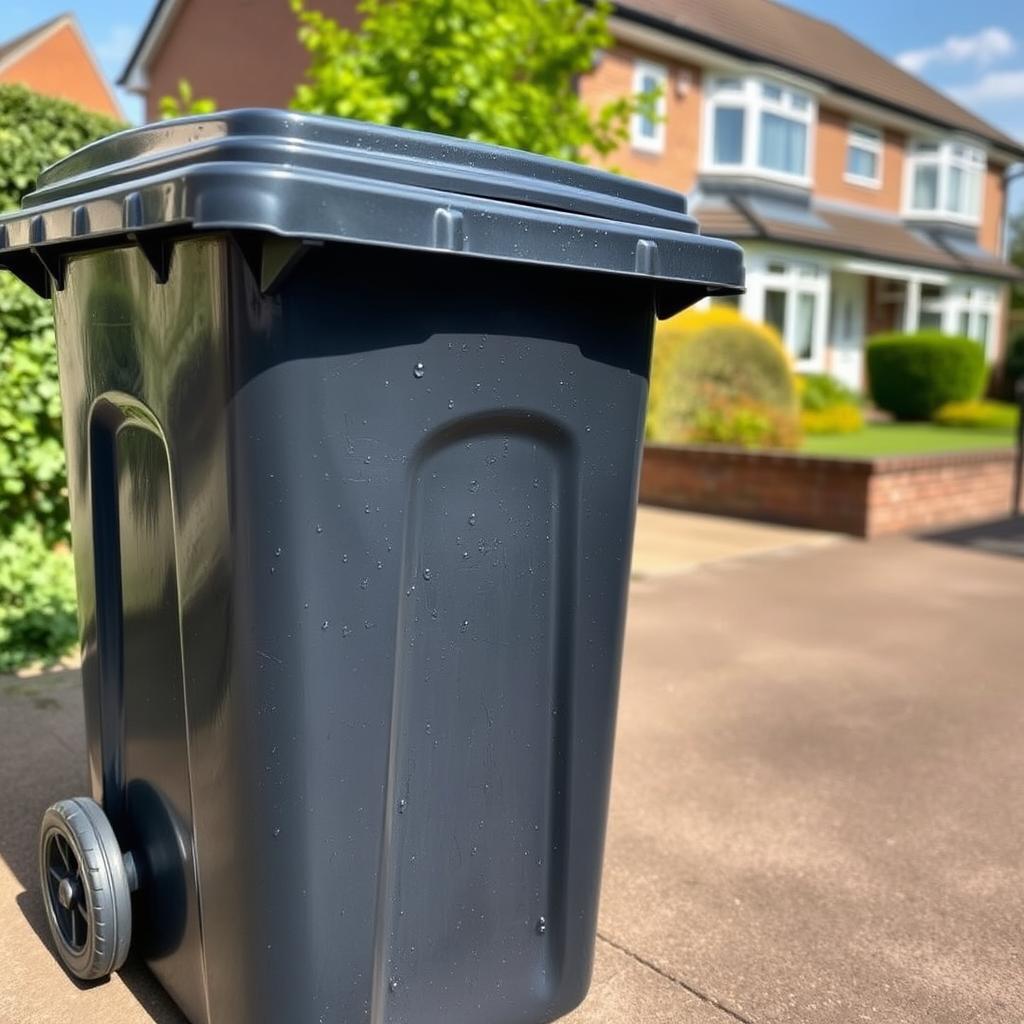 Clean wheelie bin in Warrington residential area